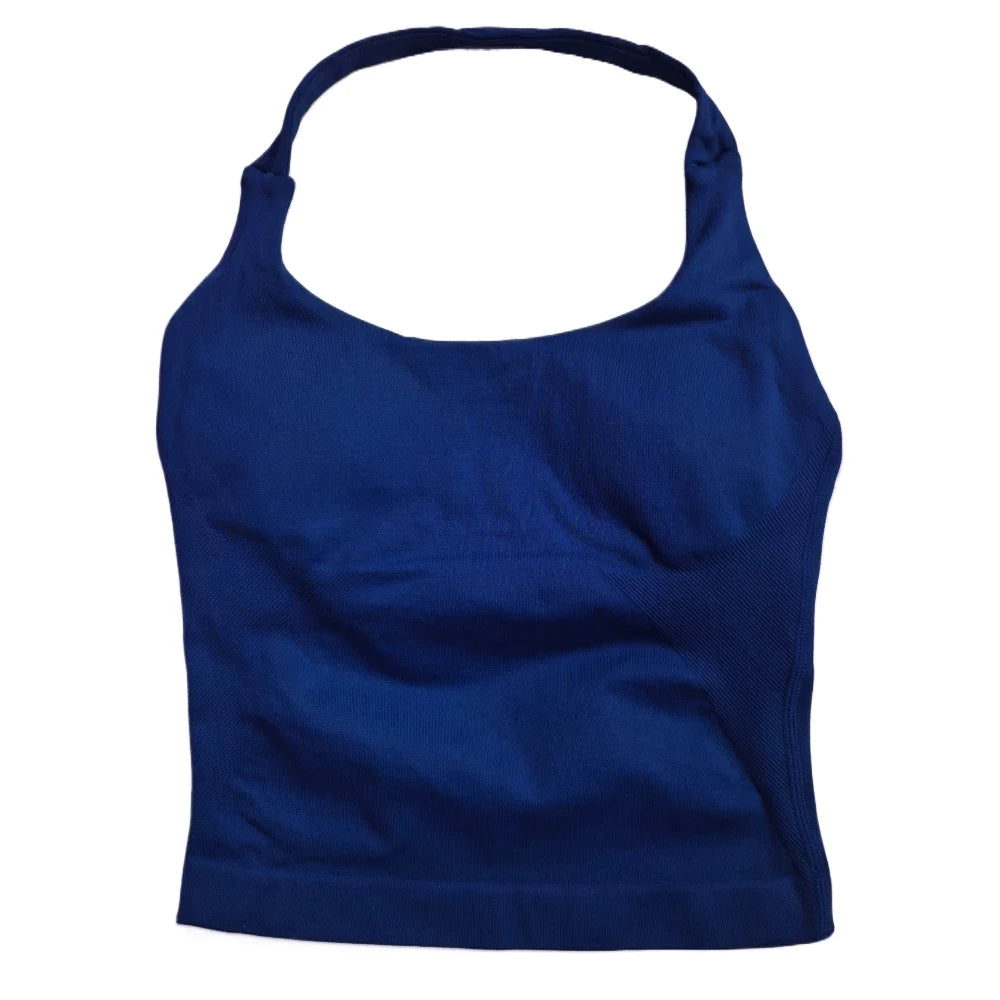 Women's Seamless Halter Tank Top — Padded Sports Bra Workout Vest