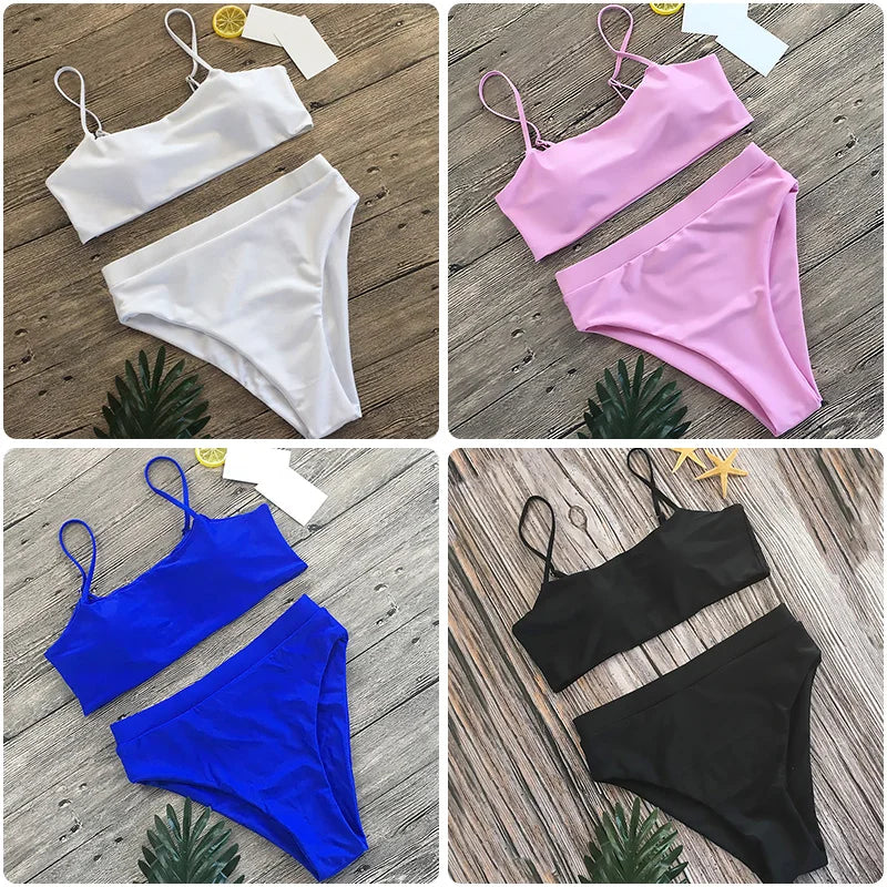 Women Swimwear Push Up Brazilian Bikini Set High Waist Bottom