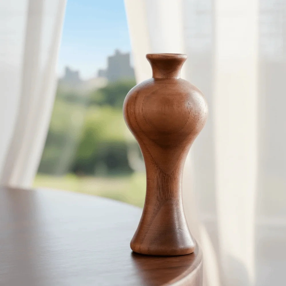 Vintage Solid Wood Vase | Rustic Home Décor