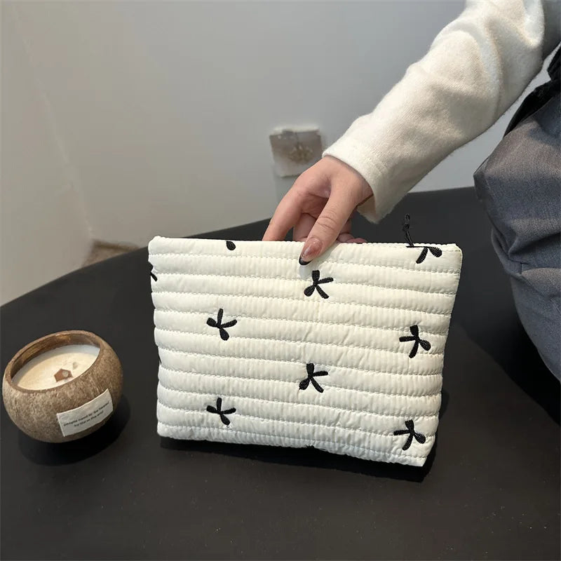 Women's Bow Makeup Bag — Zipper Travel Toiletry & Cosmetic Organizer