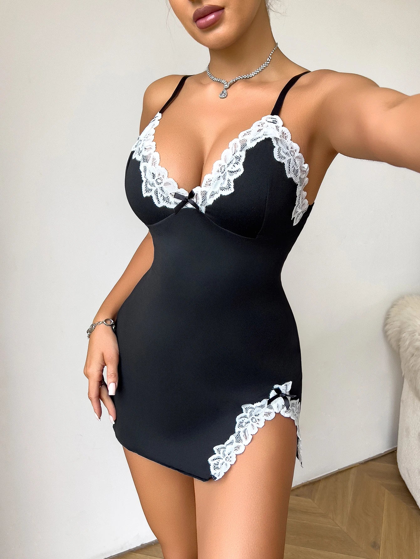 Lace Trim Sleeveless Mini Nightgown | Women's Sleepwear