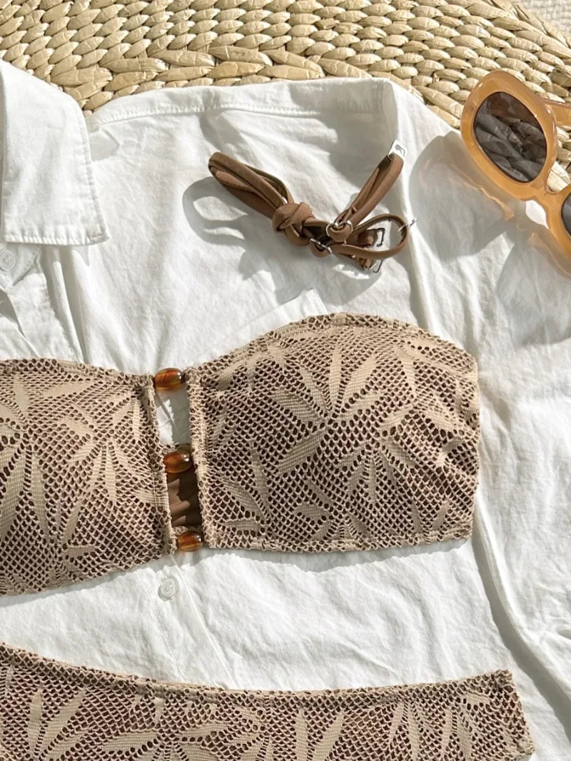 Sexy High Waist Mesh Bikini Pushup Set