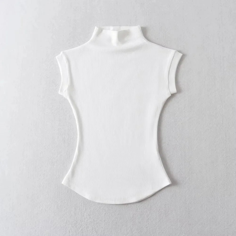 Women Summer Turtleneck Sleeveless Tops