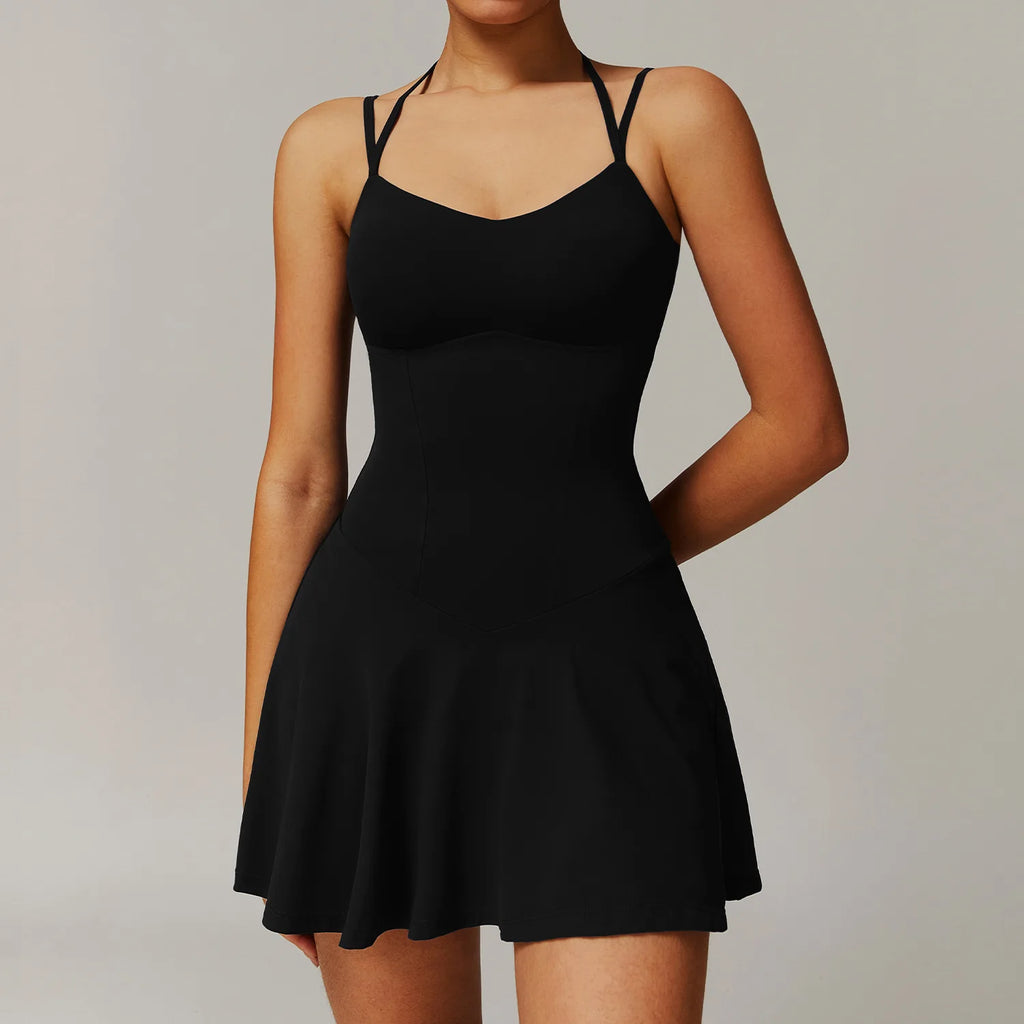 Tennis Mini Dress with Built-In Shorts & Pockets