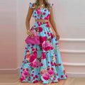 Women's Strapless Crop Top & Ruffle Maxi Skirt Two-Piece Set