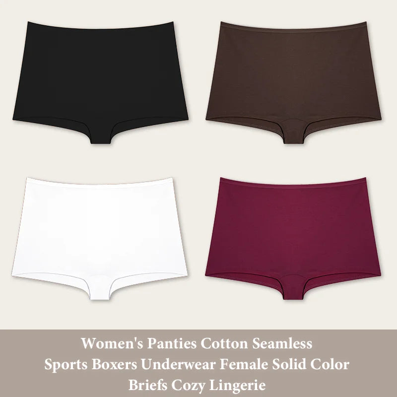 Women's Cotton Seamless Underwear — 4-Pack High-Rise Boyshort Briefs