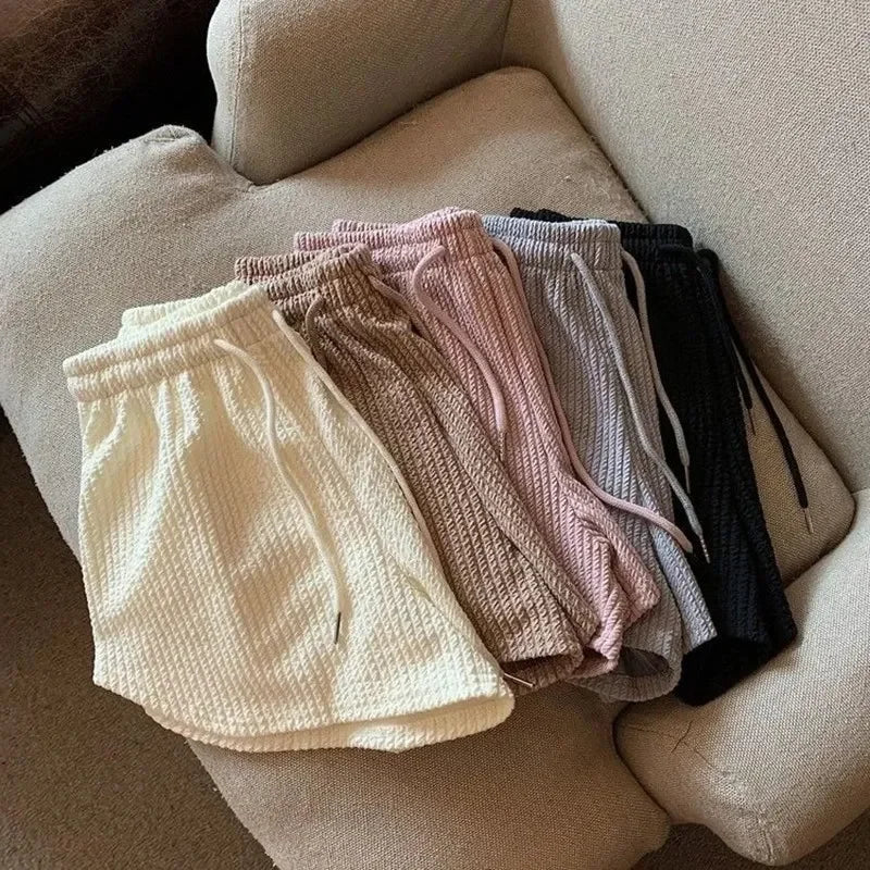 Women's High-Waist Drawstring Wide-Leg Shorts