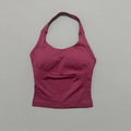 Seamless Longline Strappy Sports Tank — Halter Neck Ruched Backless Activewear Top