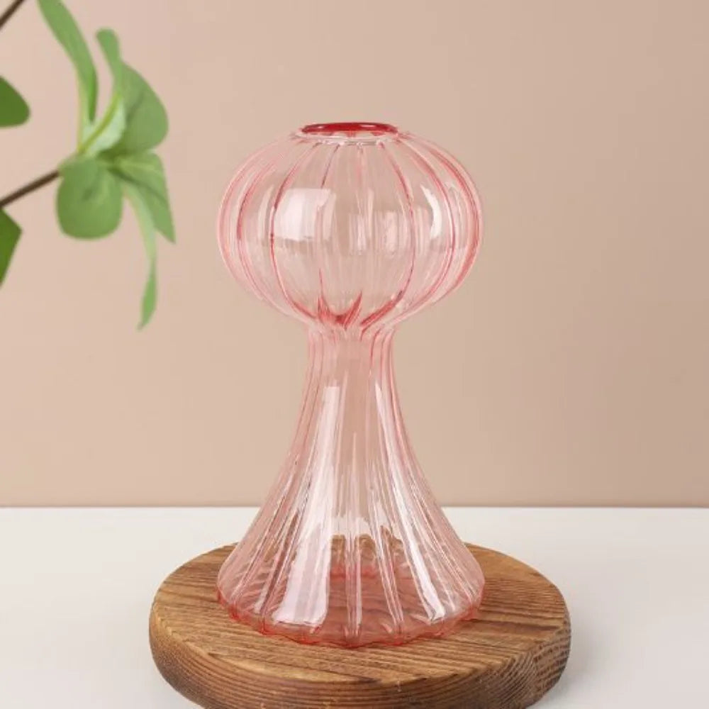 Mushroom Shaped Flower Vase Transparent Glass Vase