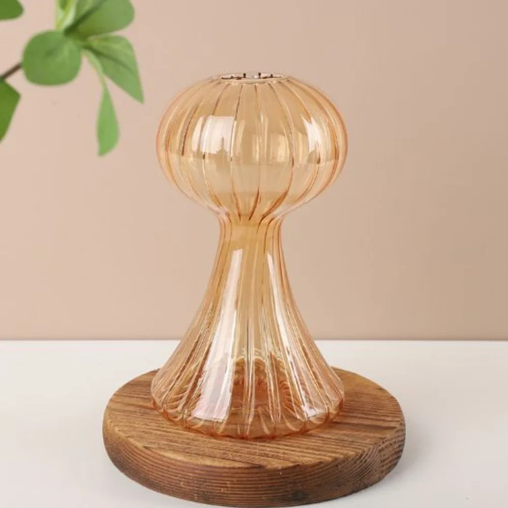 Mushroom Shaped Flower Vase Transparent Glass Vase