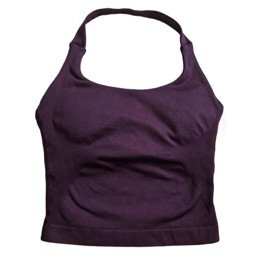 Women's Seamless Halter Tank Top — Padded Sports Bra Workout Vest