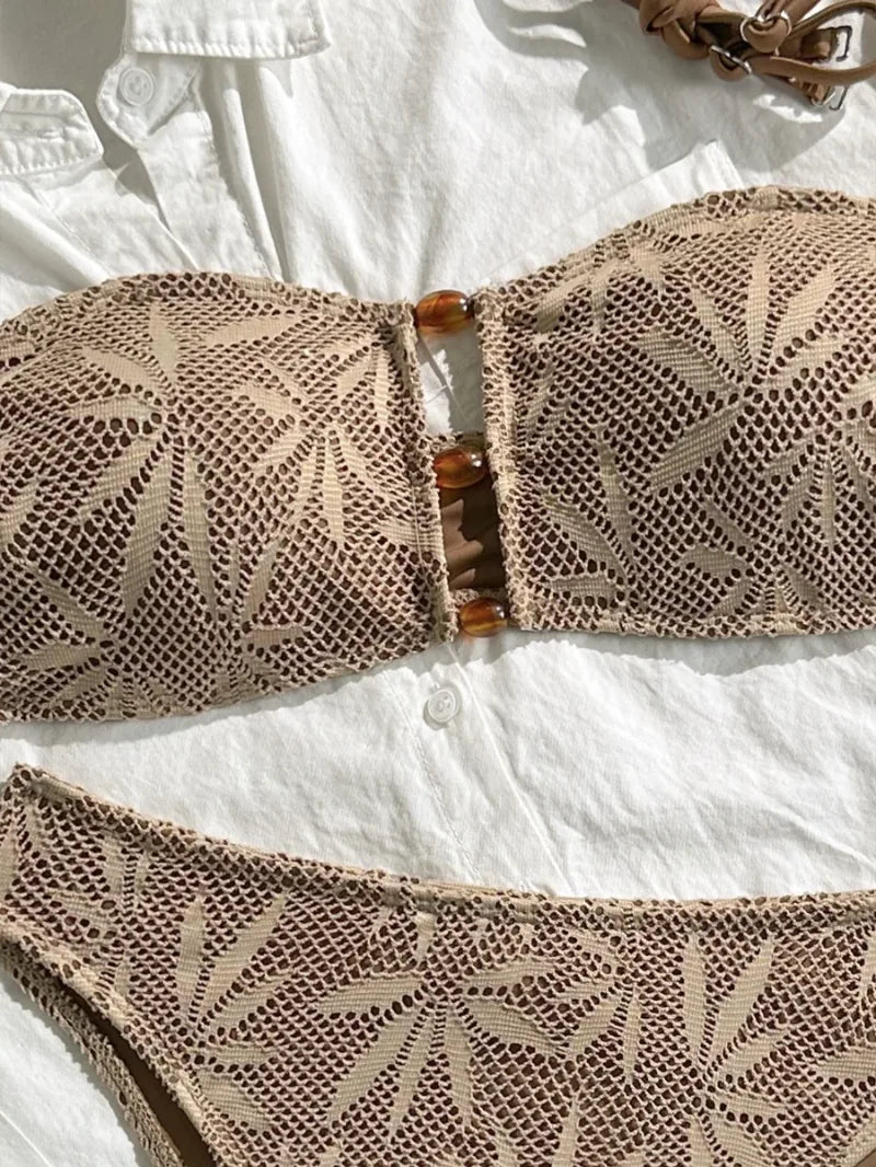 Sexy High Waist Mesh Bikini Pushup Set