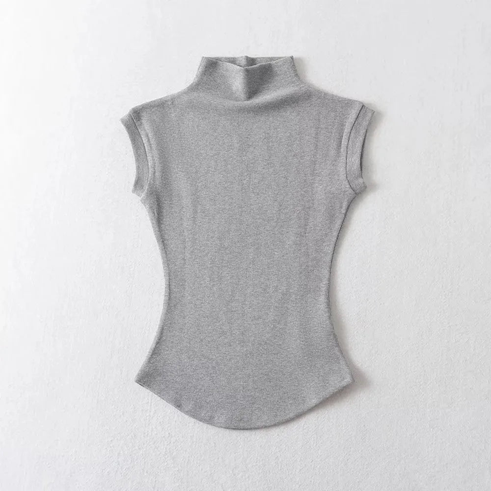 Women Summer Turtleneck Sleeveless Tops