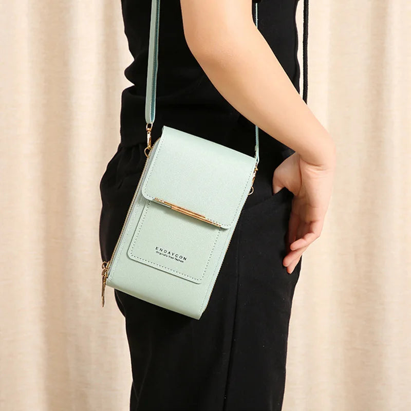 Women's PU Leather Organizer Wallet — Zipper Crossbody Purse with Card Slots