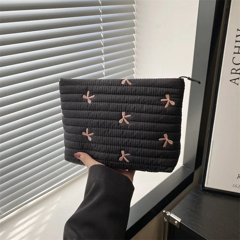 Women's Bow Makeup Bag — Zipper Travel Toiletry & Cosmetic Organizer