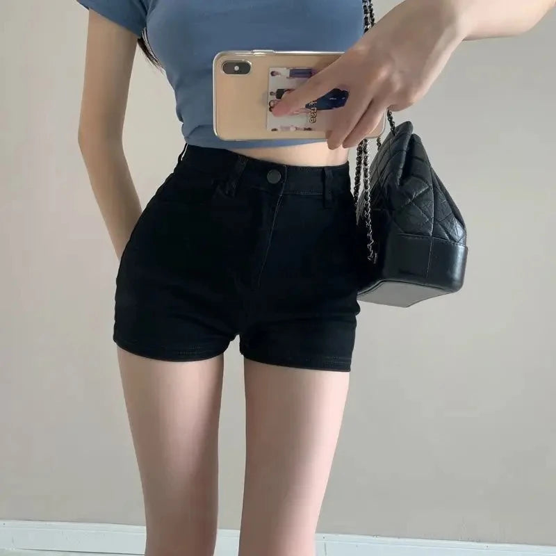 Bleach Wash Denim Shorts