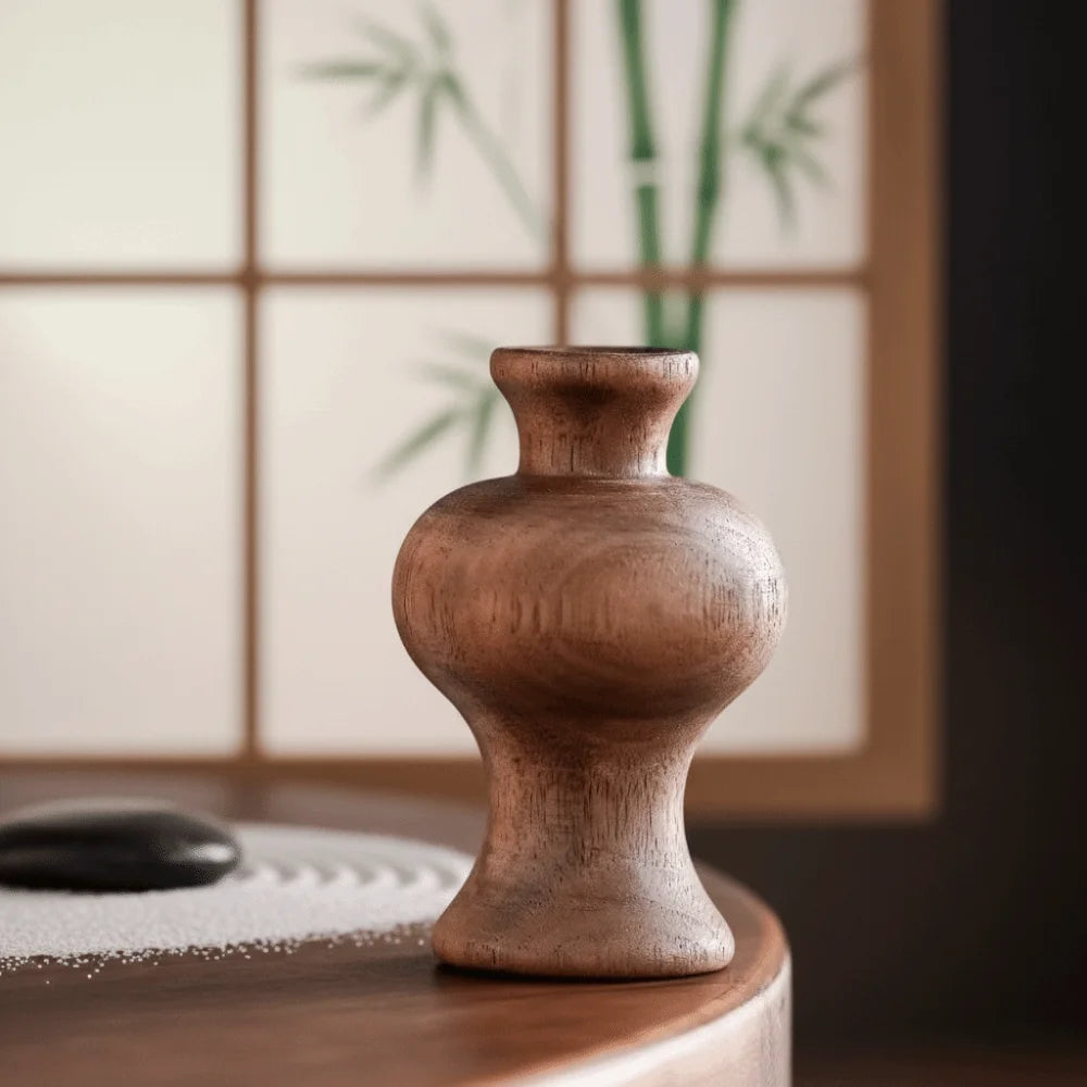Vintage Solid Wood Vase | Rustic Home Décor