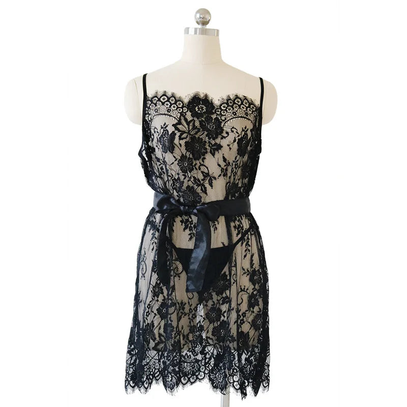 Plus Size Floral Lace Babydoll Nightgown