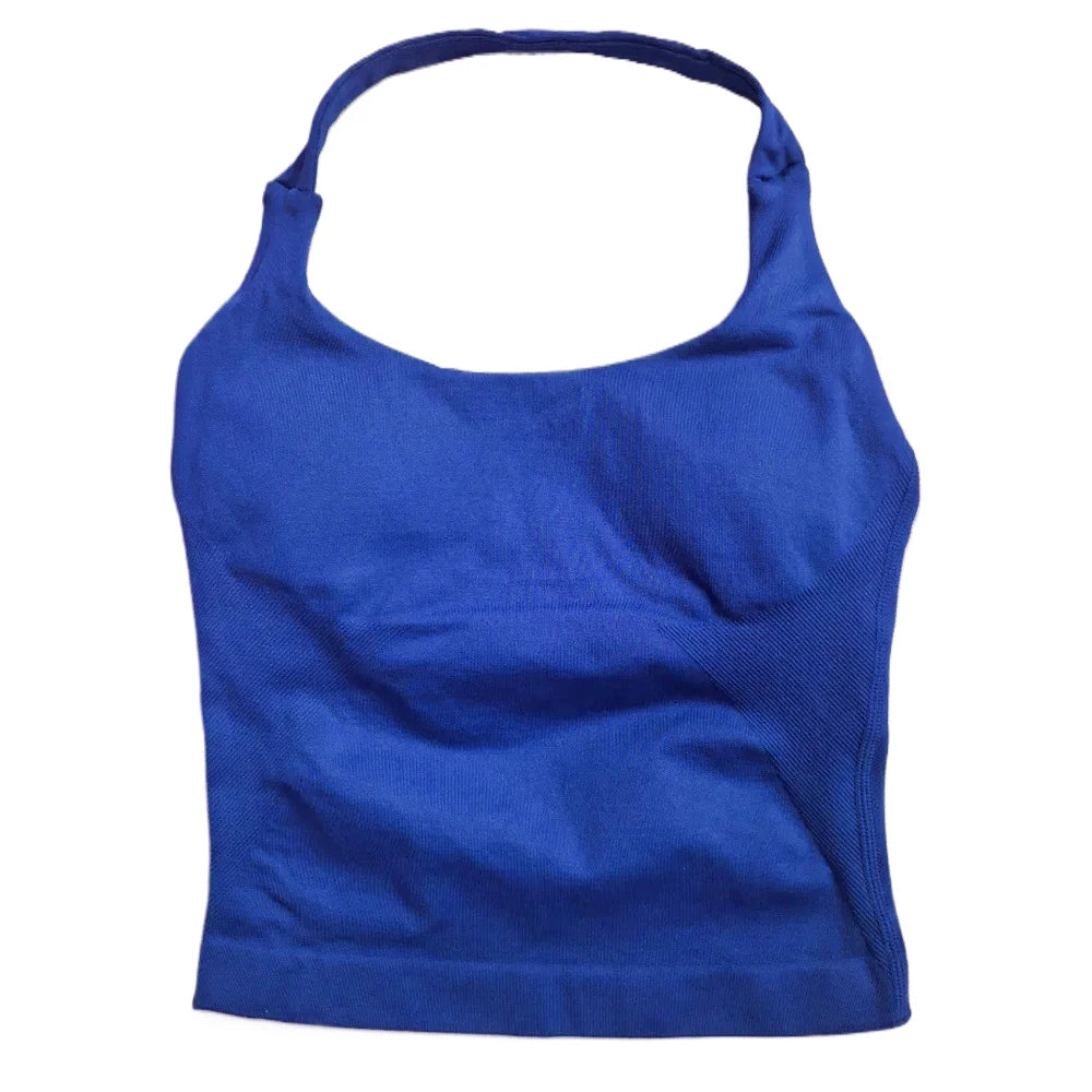Women's Seamless Halter Tank Top — Padded Sports Bra Workout Vest