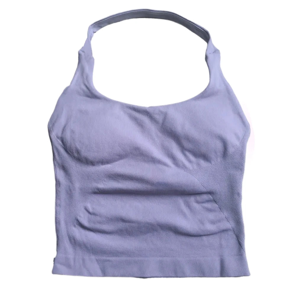 Women's Seamless Halter Tank Top — Padded Sports Bra Workout Vest