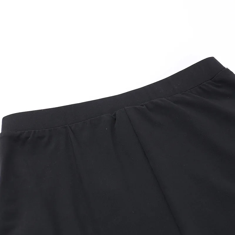 Goth Streetwear Black Bandage Hollow Out Flare Pant