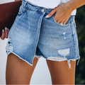High-Waist Distressed Denim Shorts with Pockets