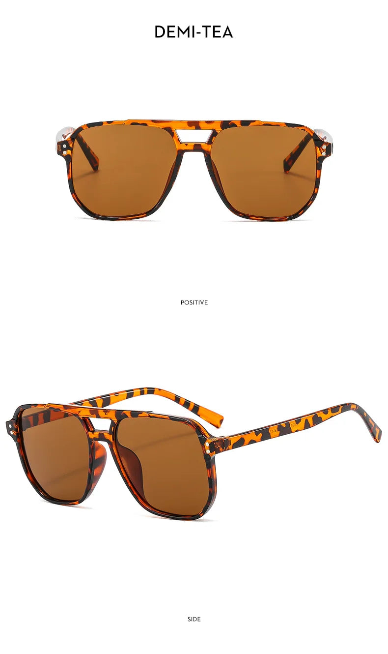 Vintage Square Sunglasses | Double Bridge UV400 | Unisex