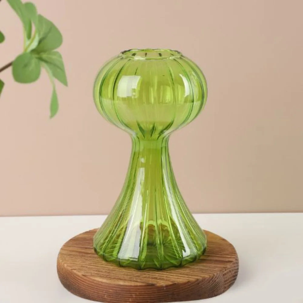 Mushroom Shaped Flower Vase Transparent Glass Vase