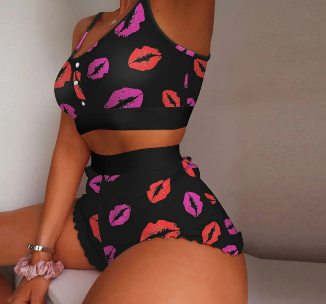 Women's Seamless Dot Print Bra & Brief Set — Wire-Free Lingerie