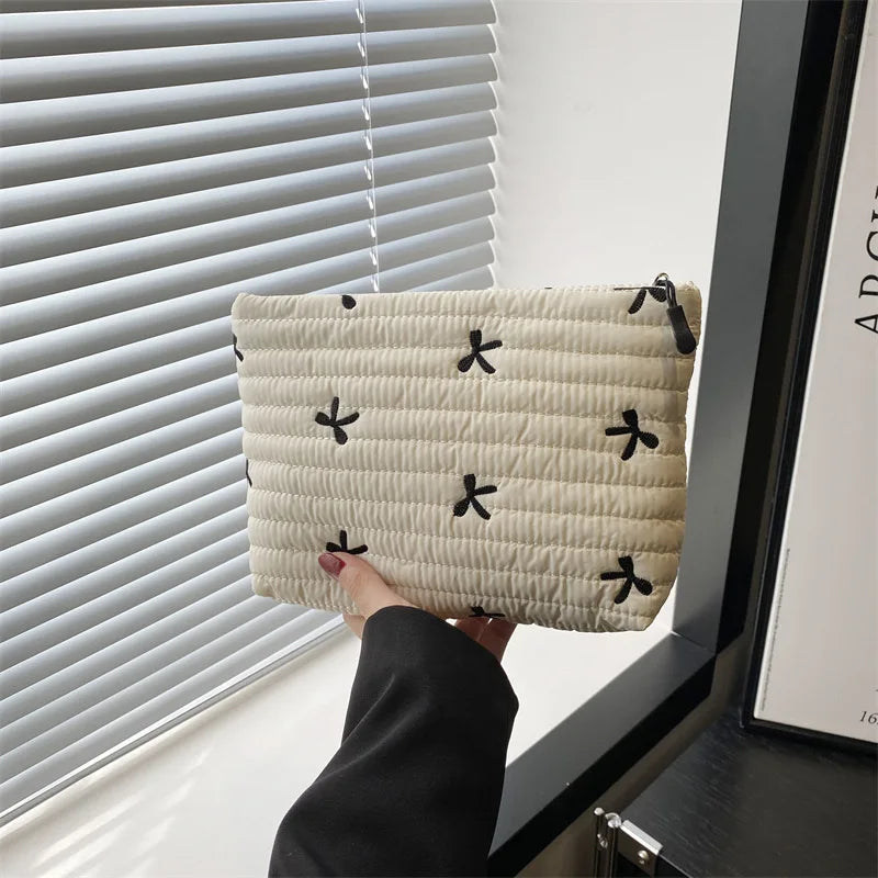 Women's Bow Makeup Bag — Zipper Travel Toiletry & Cosmetic Organizer