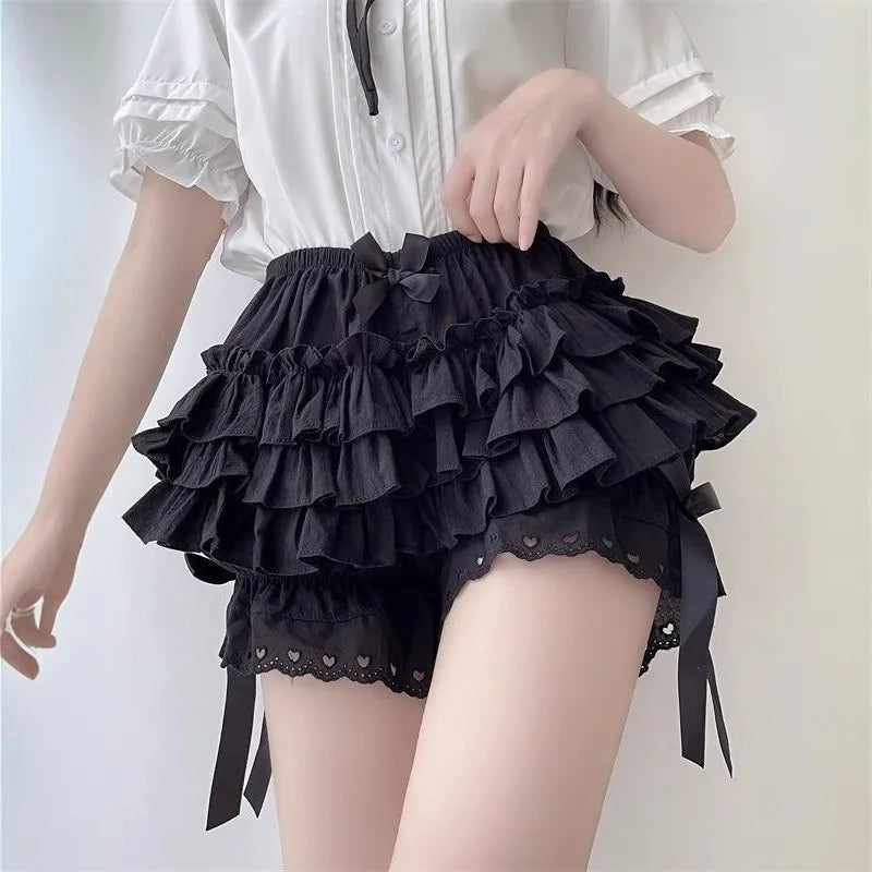 Lace Bow Chiffon Skort
