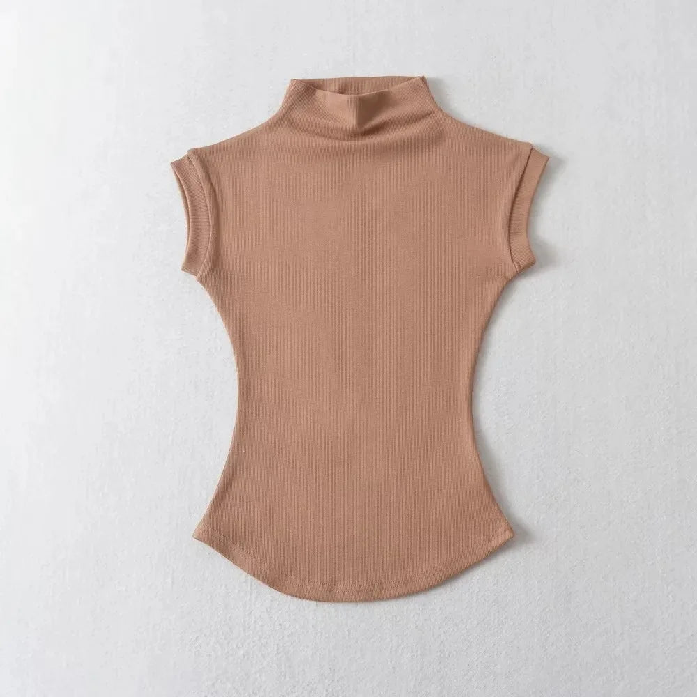 Women Summer Turtleneck Sleeveless Tops