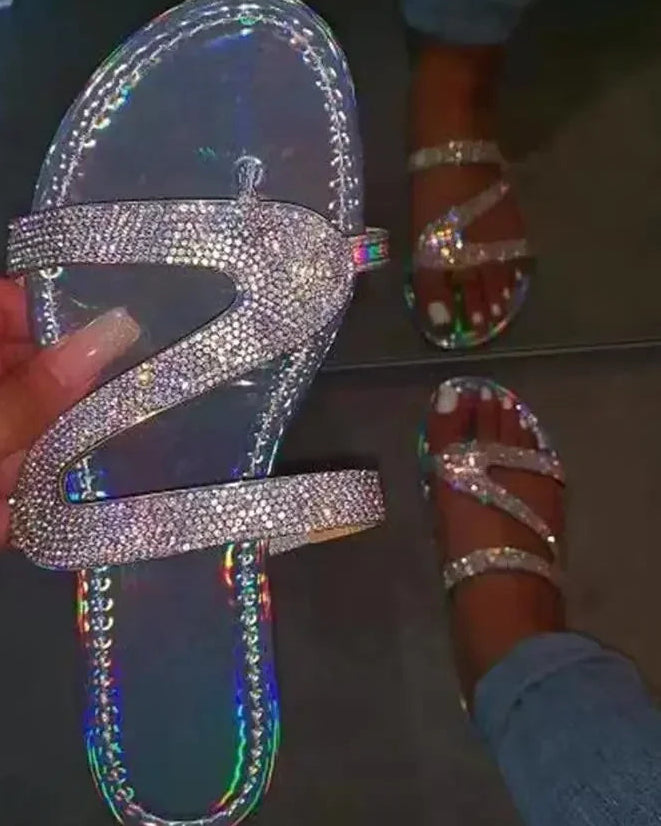Women Summer Sandals With Rhinestones Comfortable Light Shoes