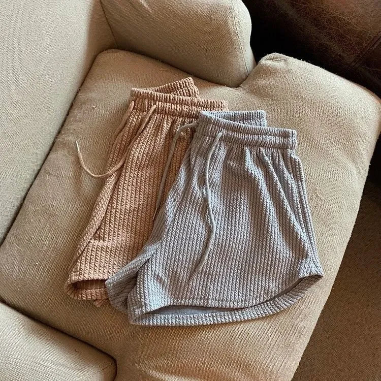 Women's High-Waist Drawstring Wide-Leg Shorts