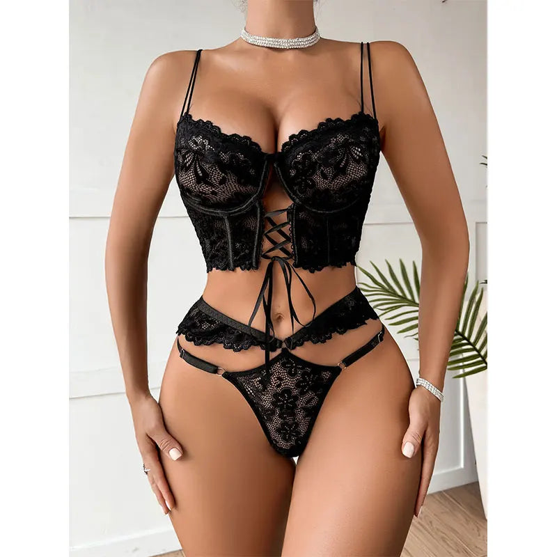 Floral Lace Push-Up Bra & Brief Set