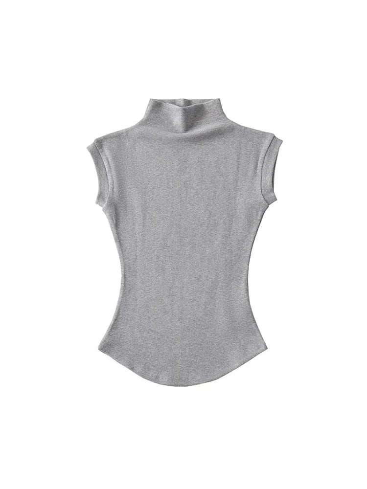 Women Summer Turtleneck Sleeveless Tops