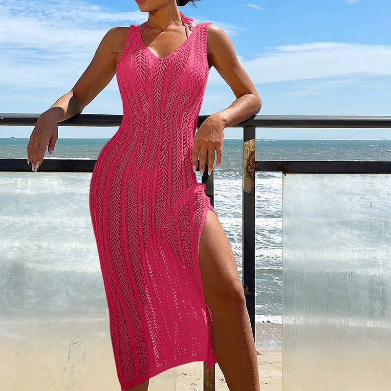 Summer Knitted Beach Dress Cover-Up | Women's Bohemian Holiday Maxi