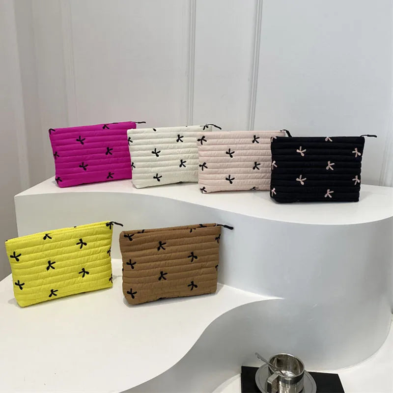 Women's Bow Makeup Bag — Zipper Travel Toiletry & Cosmetic Organizer