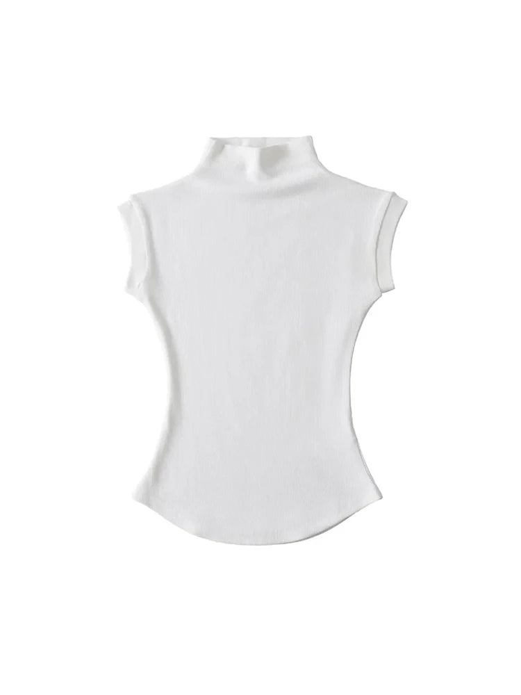 Women Summer Turtleneck Sleeveless Tops
