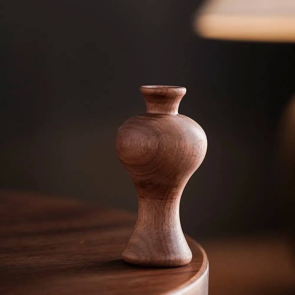 Vintage Solid Wood Vase | Rustic Home Décor