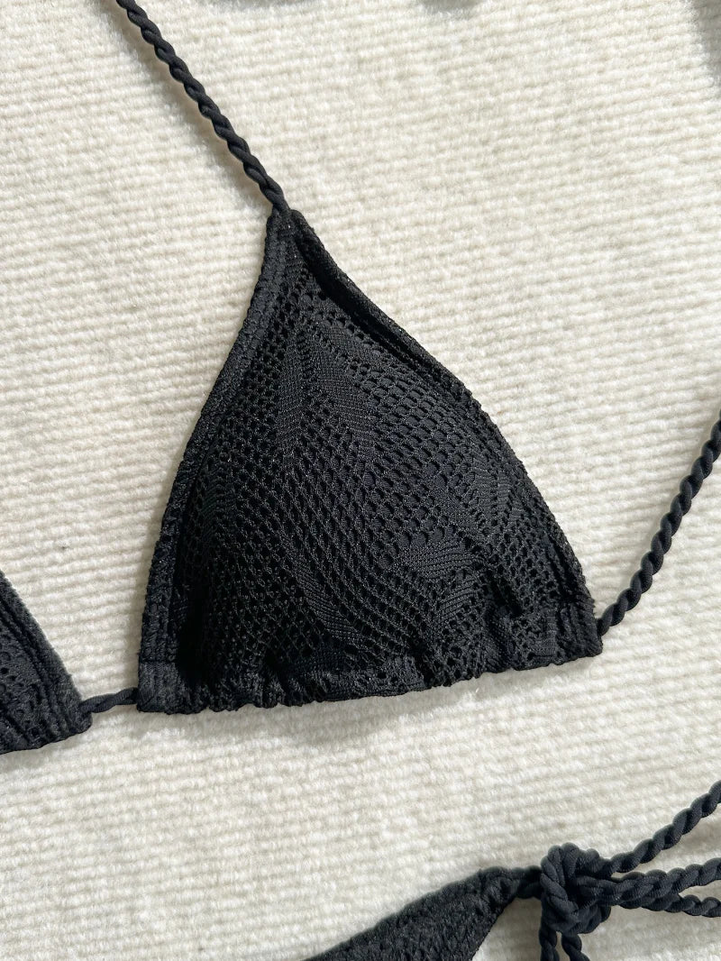 Sexy High Waist Mesh Bikini Pushup Set