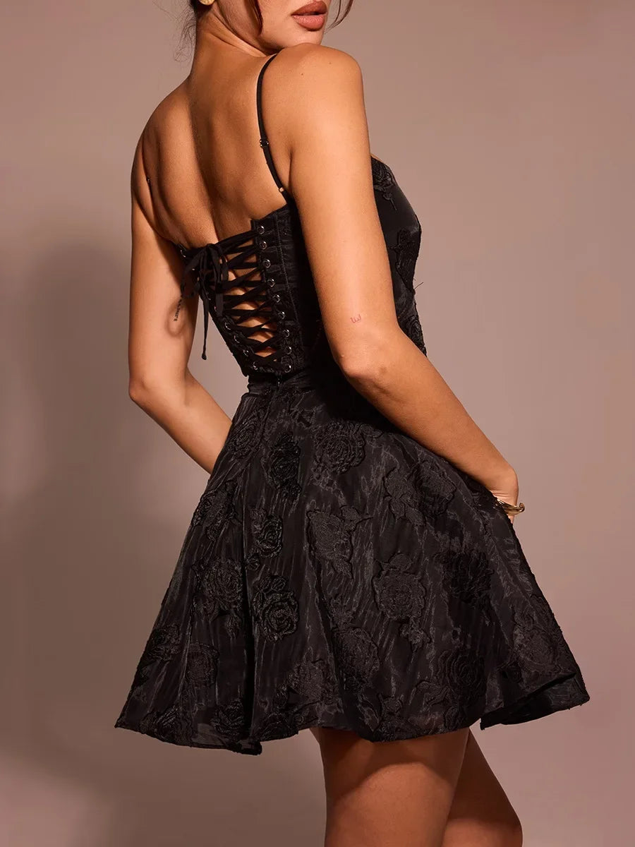 Lace-Up Bow Mini Dress | Women's A-Line Summer Dress