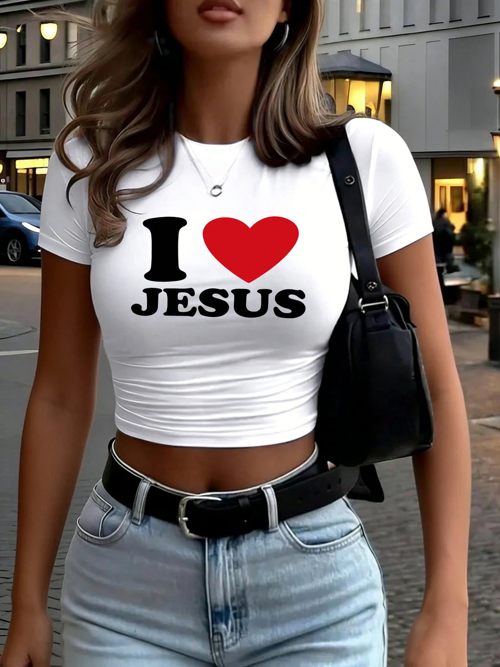 I Love Jesus Crop T-Shirt | Women's Christian Tee