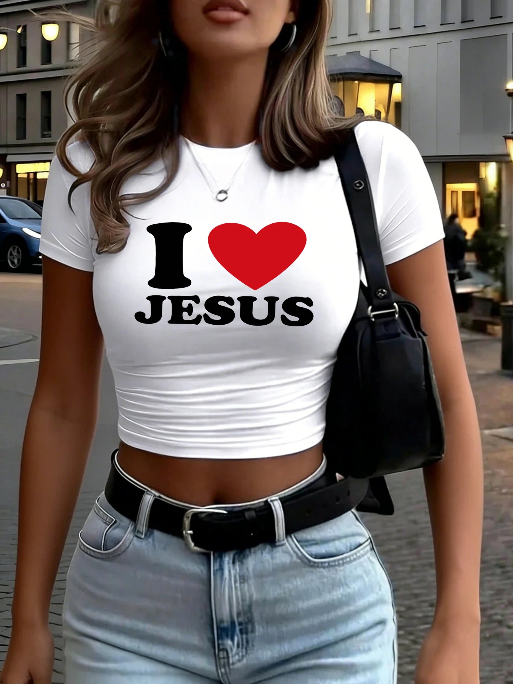 I Love Jesus Crop T-Shirt | Women's Christian Tee