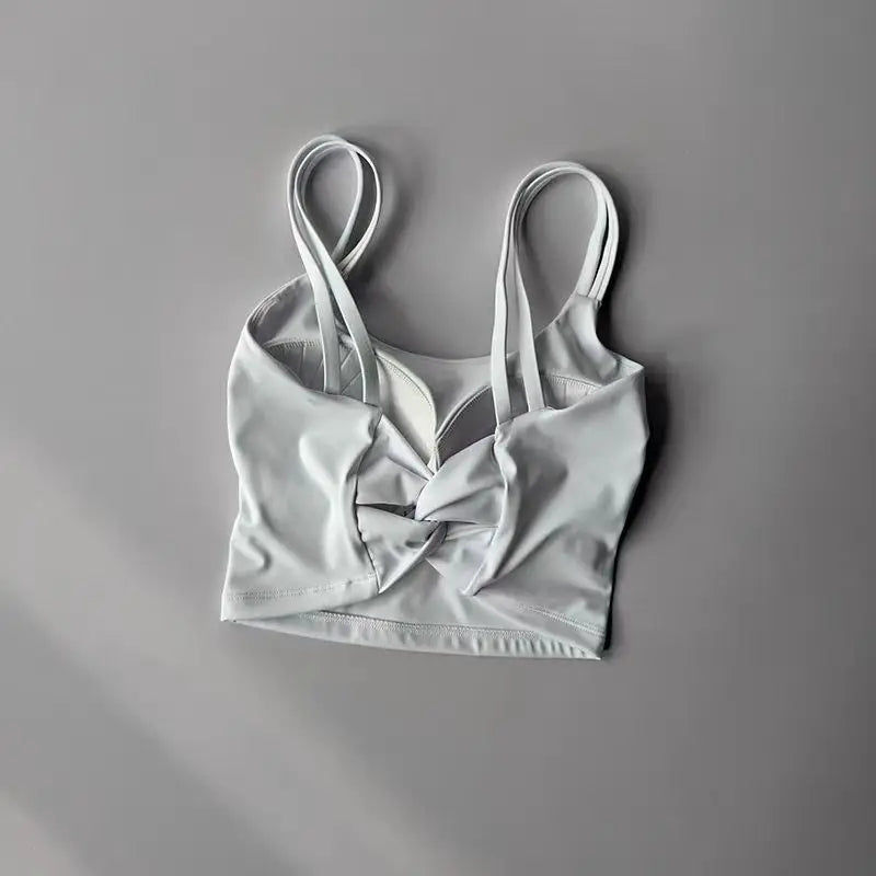 Women's Knotted-Back Sports Bra — Padded Yoga & Gym Top