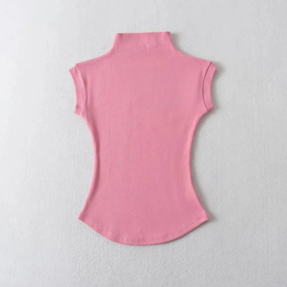Women Summer Turtleneck Sleeveless Tops