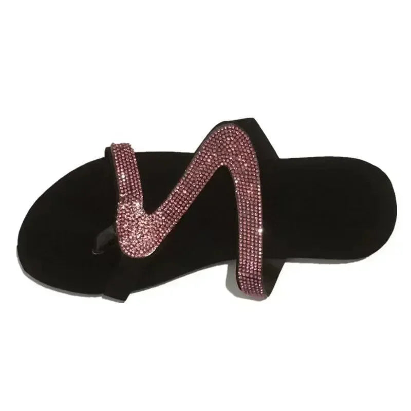Women Summer Sandals With Rhinestones Comfortable Light Shoes