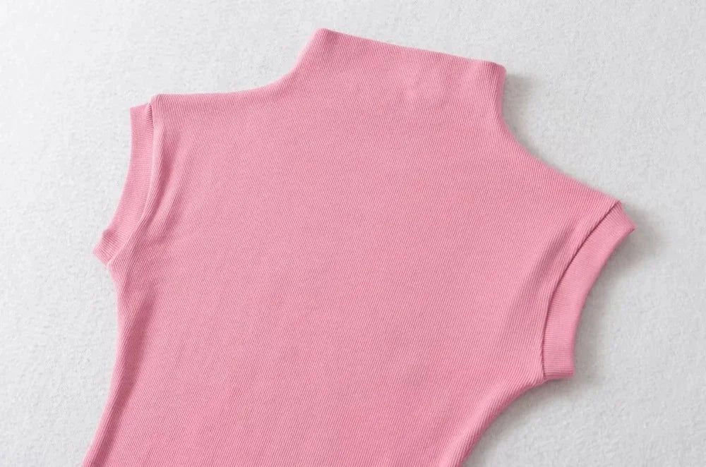 Women Summer Turtleneck Sleeveless Tops