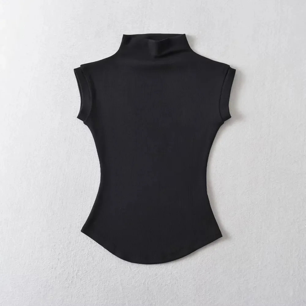 Women Summer Turtleneck Sleeveless Tops