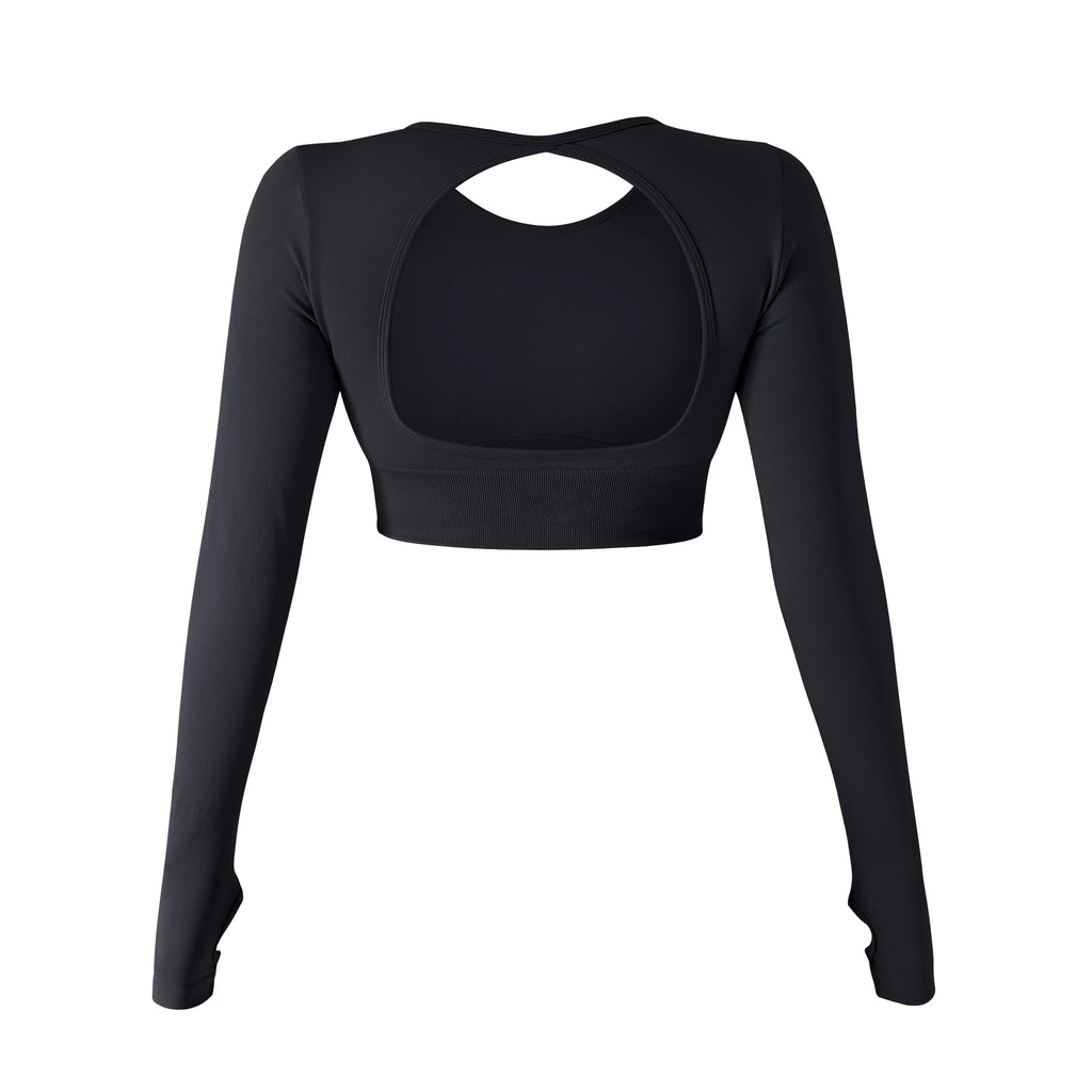 Women Yoga Solid Long Sleeve Sports Top